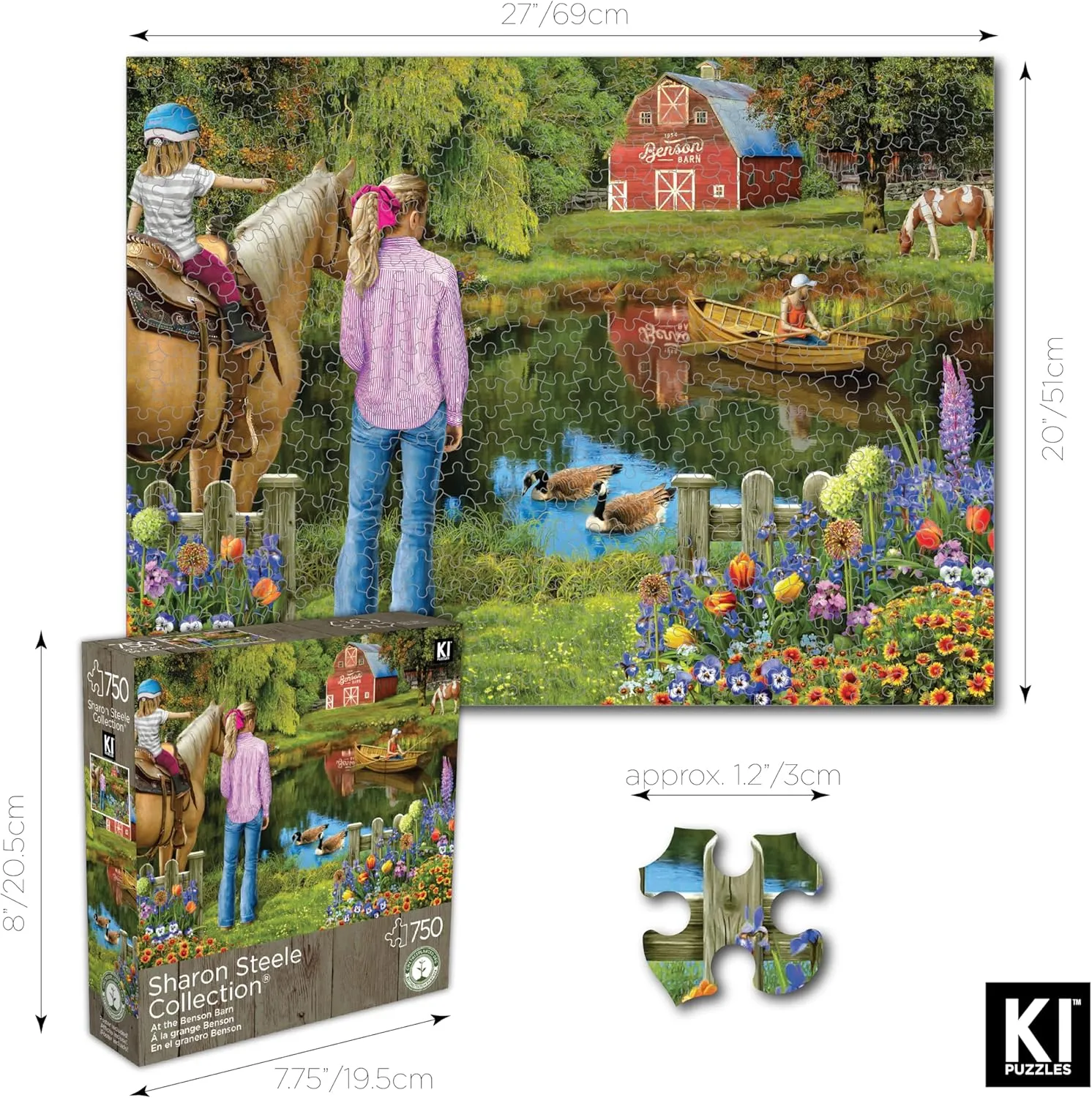 750 Piece Puzzle for Adults Sharon Steele at The Benson Farm Whimsical Country Farm 27x20 Jigsaw Puzzle