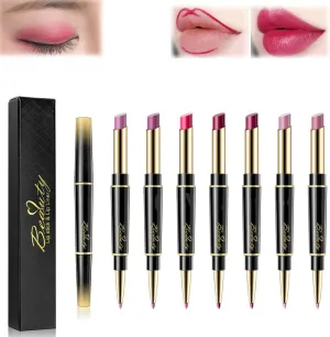 7pcs Double-Ended Auto-Rotating Lip Liner,Non-stick Cup Is Not Easy To Discolor Double-ended Lip Pencil Matte Lipstick Makeup,Waterproof Long Lasting,for Girls Ladies Daily/Travel/Party/Work. (Set A)
