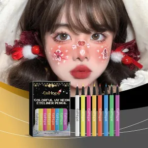 8 Colors Colorful Uv Neon Liquid Eyeliner Pencils Set Aqua Resist