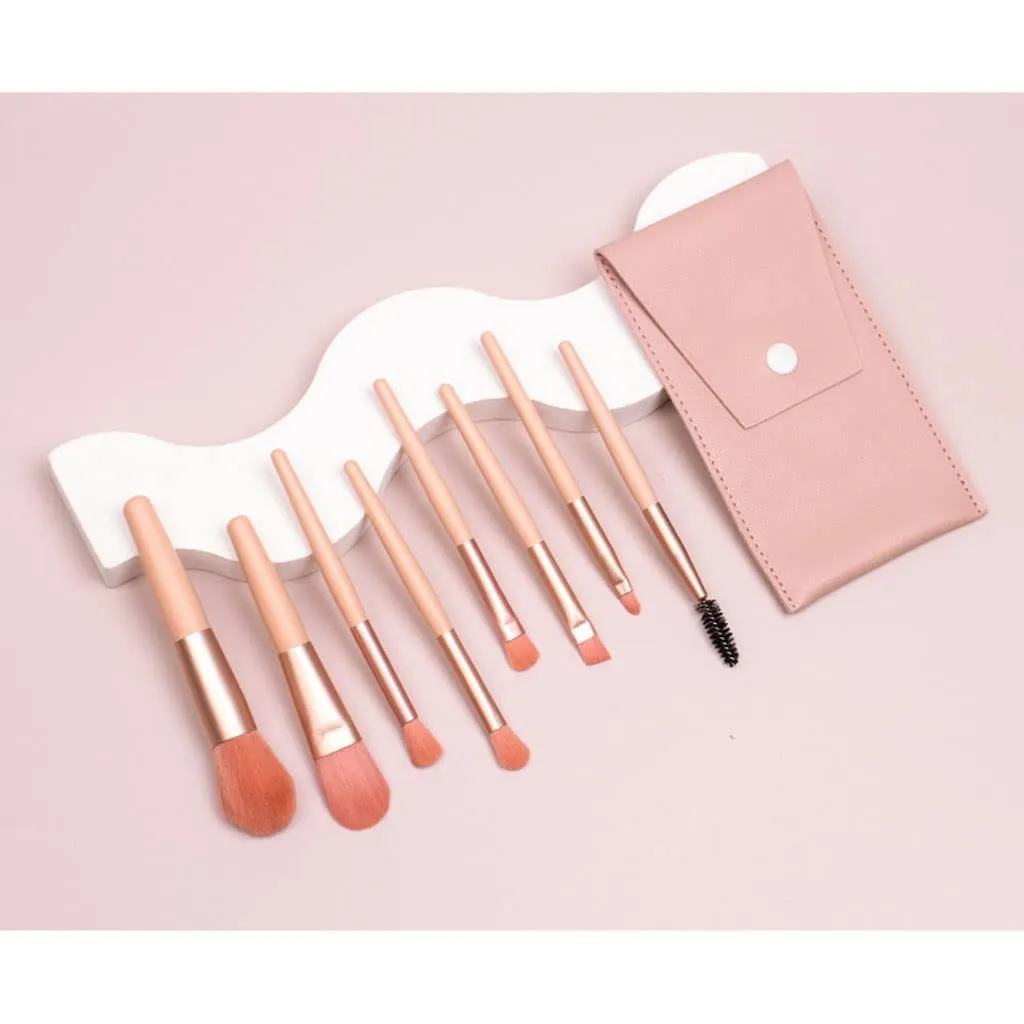 8-piece Mini Makeup Brush Set Portable Makeup Eye Shadow Brush Makeup Tool (C)