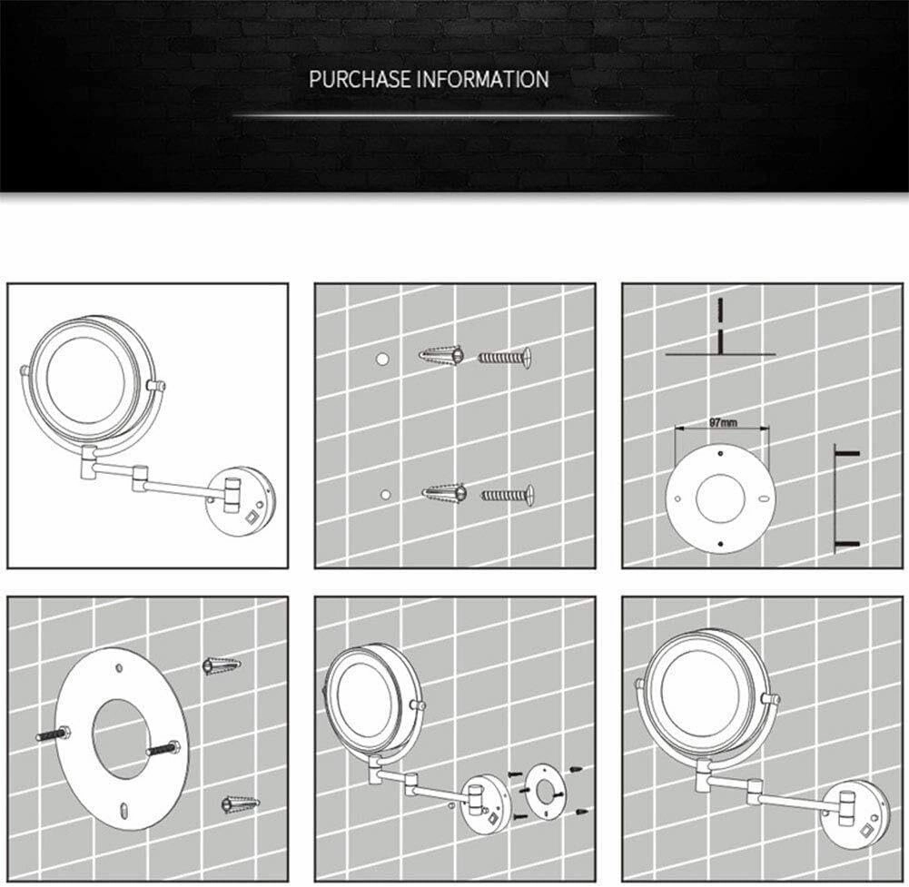 8.5-Inch Wall Mounted Makeup Mirror with LED Lights, 1X/7X Magnification, 360° Swivel Extendable, Chrome Finish, Plug Operated(10X)