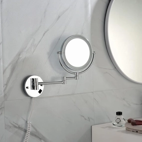 8-Inch LED Wall Mount Magnifying Makeup Vanity Mirror, 360° Rotation, 1X/3X Magnification, Daily Grooming