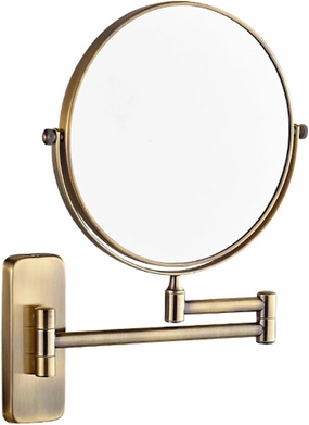 8" Wall Mounted Makeup Mirror with Magnification,Two-Sided Swivel Bathroom Mirror,360° Swivel Extendable Cosmetic Shaving Mirror Magnification Mirror,3X,Antique Steel