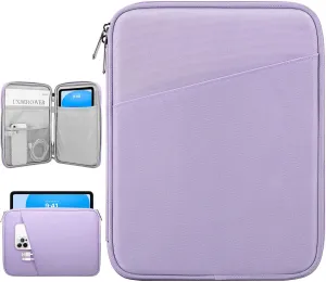 9-11 Inch Tablet Sleeve Bag Carrying Case for iPad 10th Gen 10.9, iPad 9/8/7th Gen 10.2, iPad Air 11", iPad Pro 11 M4 M2 2024, iPad Air5/4 10.9, Galaxy Tab A9  Plus 11"/S9 FE, Grey Purple