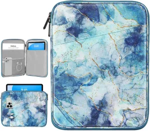 9-11 Inch Tablet Sleeve Bag Carrying Case for iPad 10th Gen 10.9, iPad 9/8/7th Gen 10.2, iPad Air 11", iPad Pro 11 M4 M2 2024, iPad Air5/4 10.9, Galaxy Tab A9  Plus 11"/S9 FE, Marble Blue