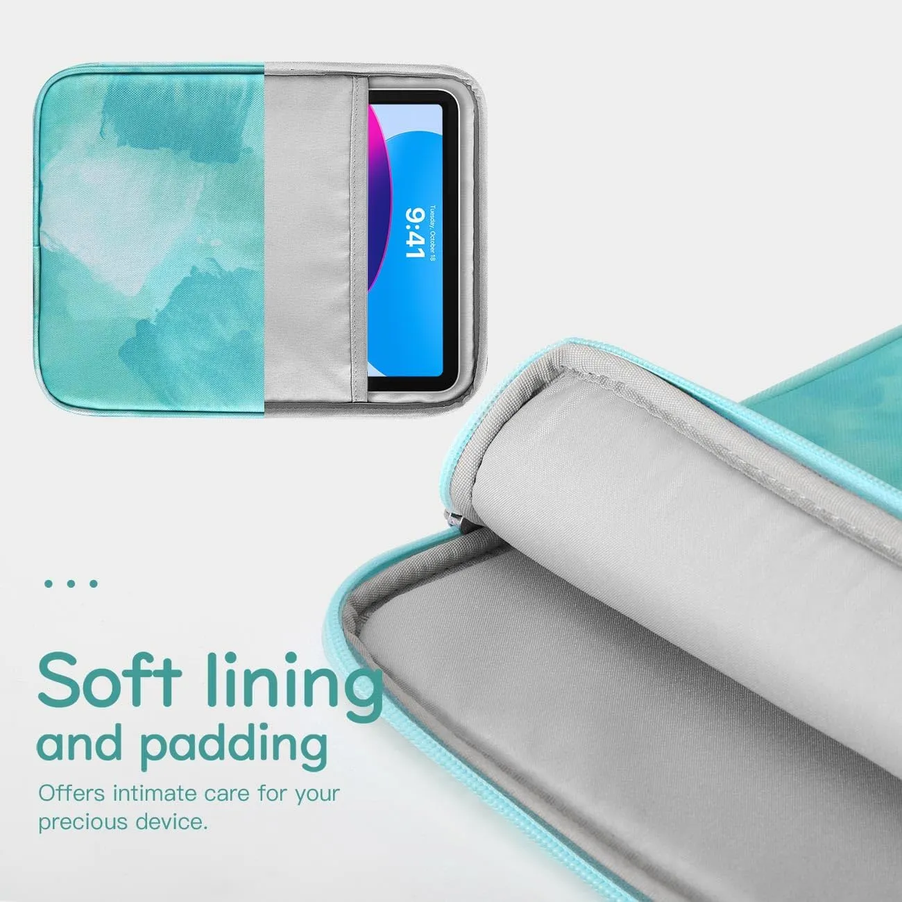 9-11 Inch Tablet Sleeve Bag Carrying Case for iPad 10th Gen 10.9, iPad 9/8/7th Gen 10.2, iPad Air 11", iPad Pro 11 M4 M2 2024, iPad Air5/4 10.9, Galaxy Tab A9  Plus 11"/S9 FE, Sea Salt Green