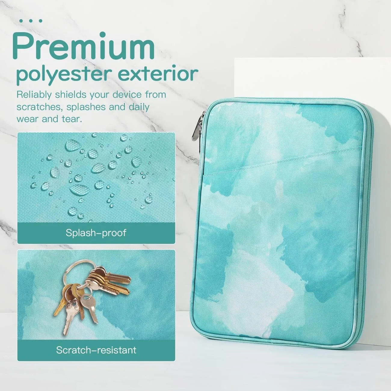 9-11 Inch Tablet Sleeve Bag Carrying Case for iPad 10th Gen 10.9, iPad 9/8/7th Gen 10.2, iPad Air 11", iPad Pro 11 M4 M2 2024, iPad Air5/4 10.9, Galaxy Tab A9  Plus 11"/S9 FE, Sea Salt Green