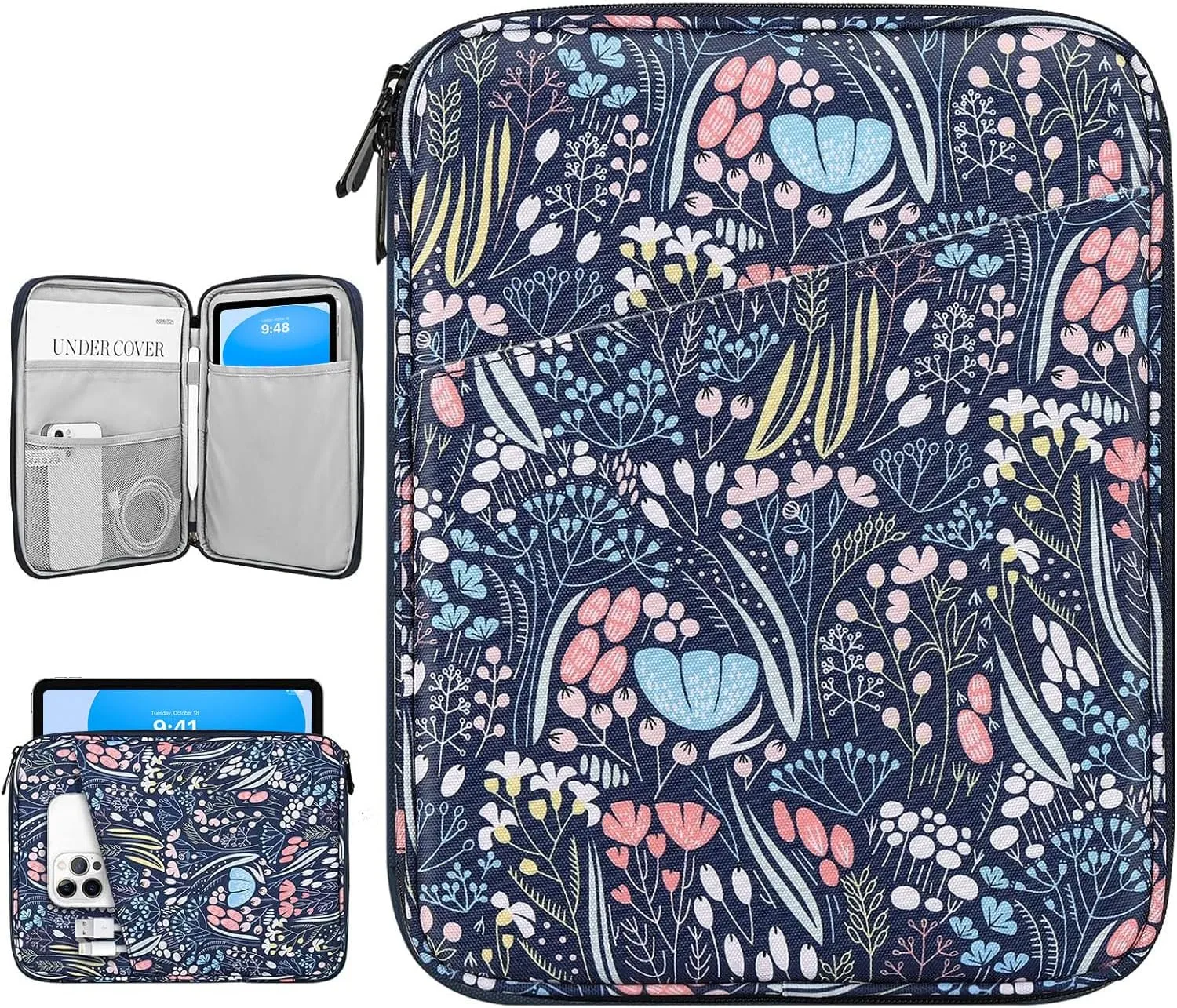 9-11 Inch Tablet Sleeve Bag Carrying Case for iPad (A16) 11th Gen 11", iPad 10th Gen 10.9" Air 5/4, i-Pad Air/Pro 11", i-Pad 9/8/7th, Galaxy Tab A9  Plus 11", Remarkable 2 10.3", Night Blue