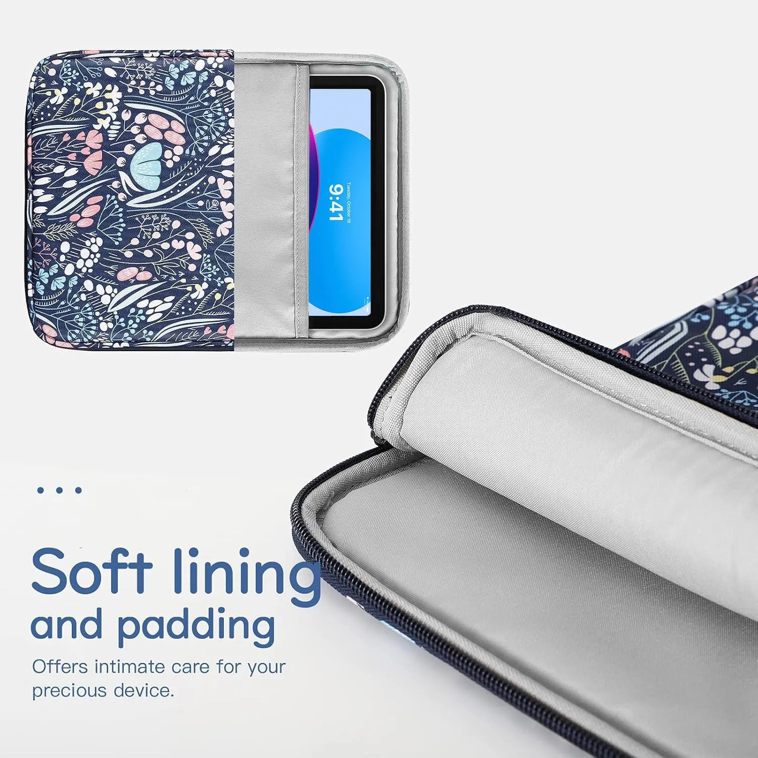 9-11 Inch Tablet Sleeve Bag Carrying Case for iPad (A16) 11th Gen 11", iPad 10th Gen 10.9" Air 5/4, i-Pad Air/Pro 11", i-Pad 9/8/7th, Galaxy Tab A9  Plus 11", Remarkable 2 10.3", Night Blue