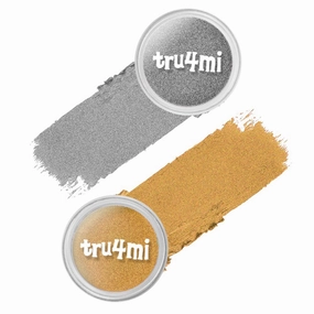 -Water Activated Eyeliner Silver n Gold 2 in 1 - Shimmery Wet Liner Makeup - Smudge Proof Face Body Paint Long Lasting Formula- “TruRoyalty” Silver n Gold -10g/container