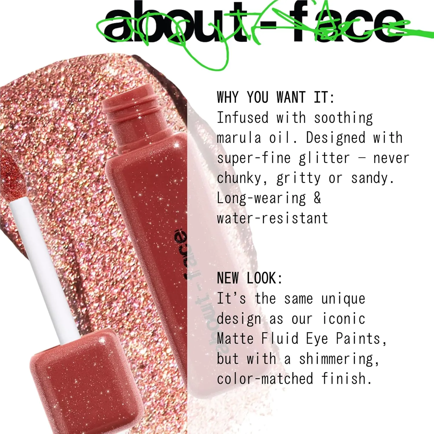 aboutface Fractal Glitter Eye Paint Digital Demise – Smudge-Proof, Long-Lasting Liquid Eyeshadow – Intense Sparkle with Mousse Texture – Vegan, Cruelty-Free, Marula Oil Infused – 0.13oz (Cinnamon)