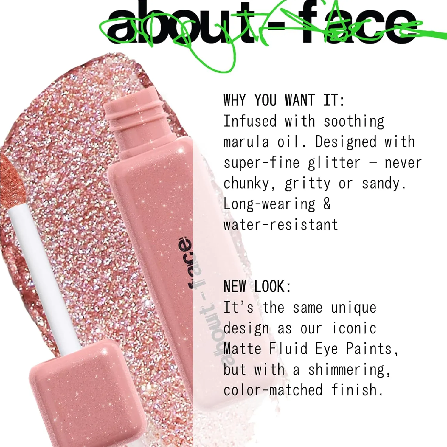 aboutface Fractal Glitter Eye Paint Smolder – Smudge-Proof, Long-Lasting Liquid Eyeshadow – Intense Sparkle with Mousse Texture – Vegan, Cruelty-Free, Marula Oil Infused – 0.13oz (Shimmering Mauve)