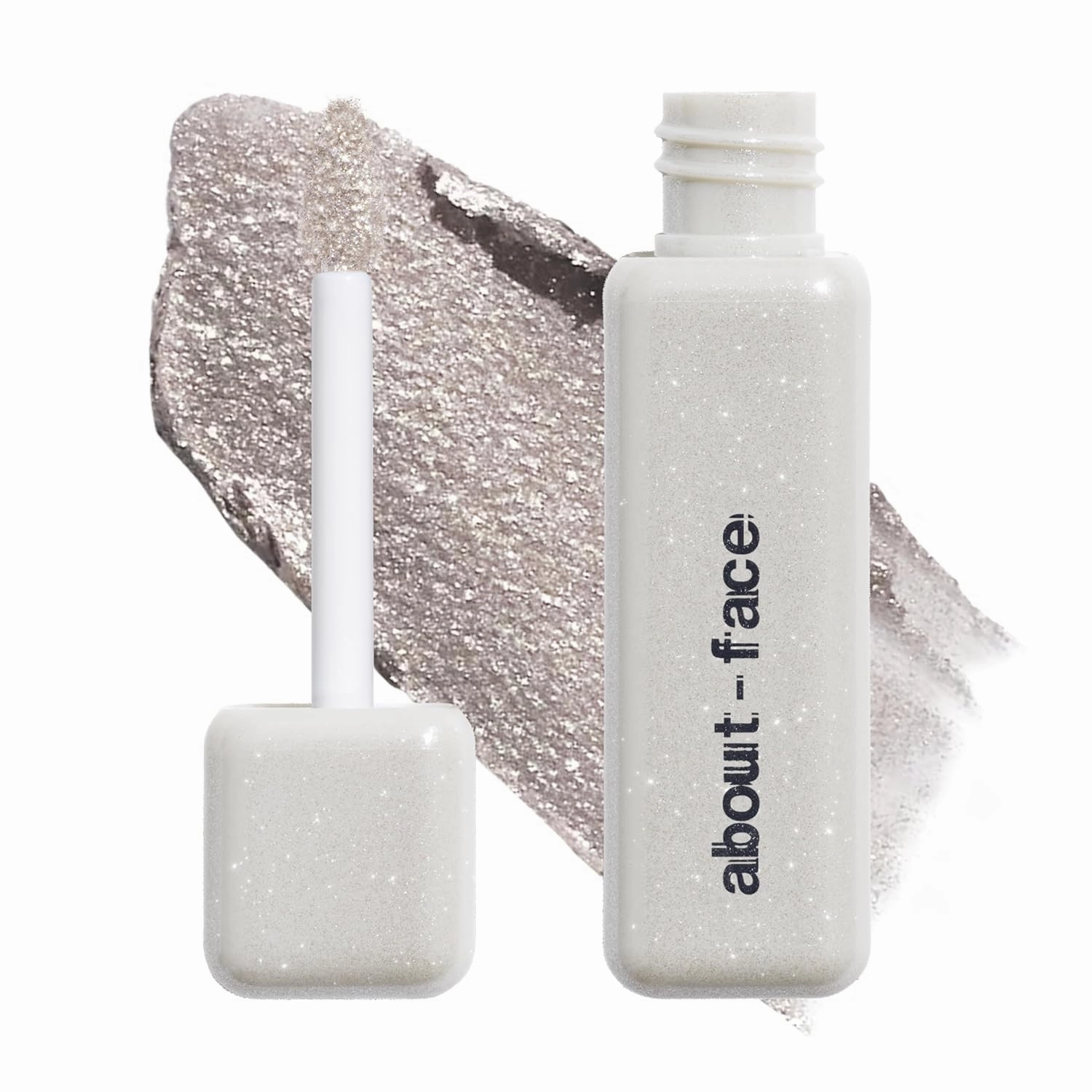 aboutface Fractal Glitter Eye Paint Refract – Smudge-Proof, Long-Lasting Liquid Eyeshadow – Intense Sparkle with Mousse Texture – Vegan, Cruelty-Free, Marula Oil Infused – 0.13oz (Shimmering Silver)