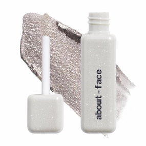 aboutface Fractal Glitter Eye Paint Refract – Smudge-Proof, Long-Lasting Liquid Eyeshadow – Intense Sparkle with Mousse Texture – Vegan, Cruelty-Free, Marula Oil Infused – 0.13oz (Shimmering Silver)