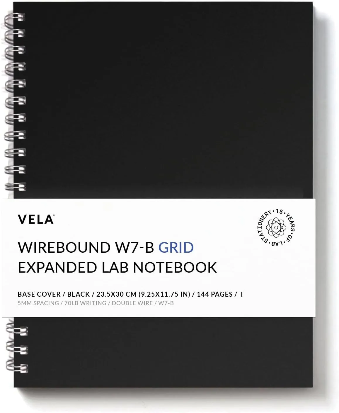 Advanced W7-B Expanded Wirebound Lab Notebook, 9.25 x 11.75 in (23.5 x 30 cm), 144 Pages, Double Wire Looped, 70lb Heavyweight Paper (1-Pack, Grid)