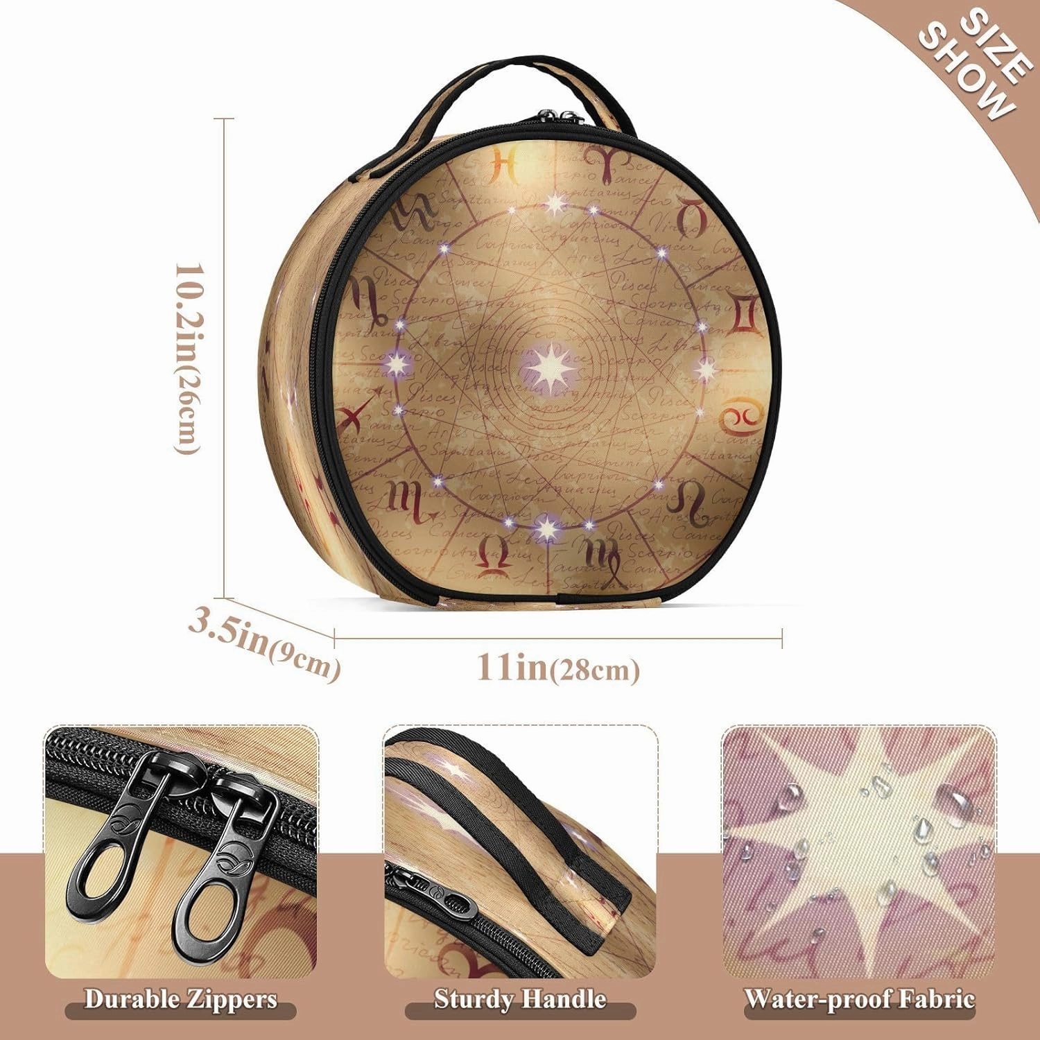 ALAZA Zodiac Signs Travel Cosmetic Organizer Make up Organizer Toiletry Bag