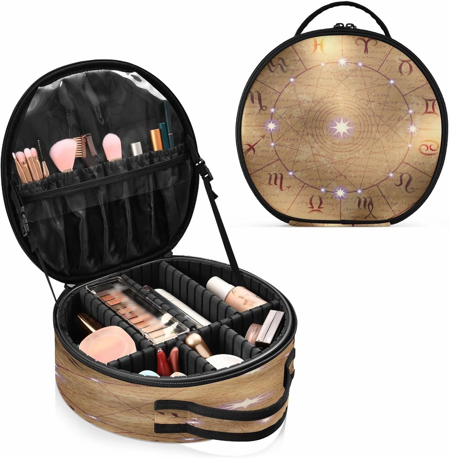 ALAZA Zodiac Signs Travel Cosmetic Organizer Make up Organizer Toiletry Bag