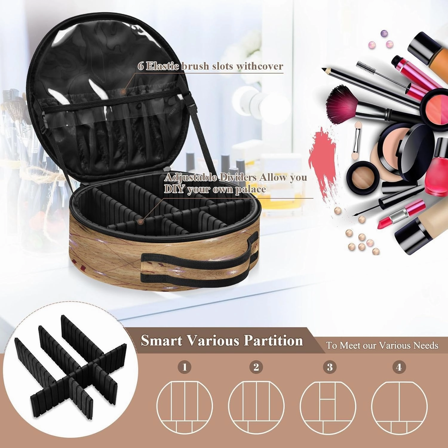 ALAZA Zodiac Signs Travel Cosmetic Organizer Make up Organizer Toiletry Bag