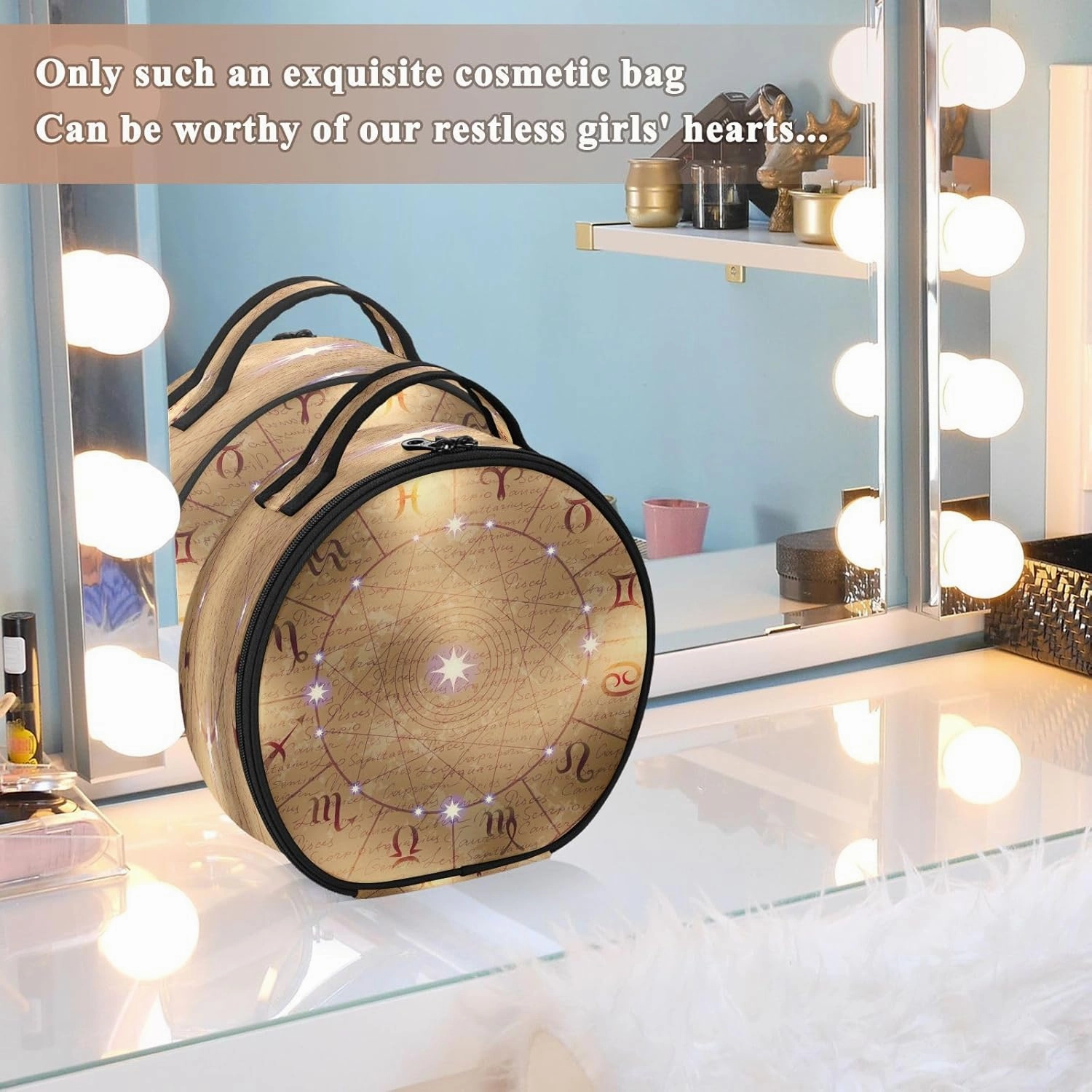 ALAZA Zodiac Signs Travel Cosmetic Organizer Make up Organizer Toiletry Bag