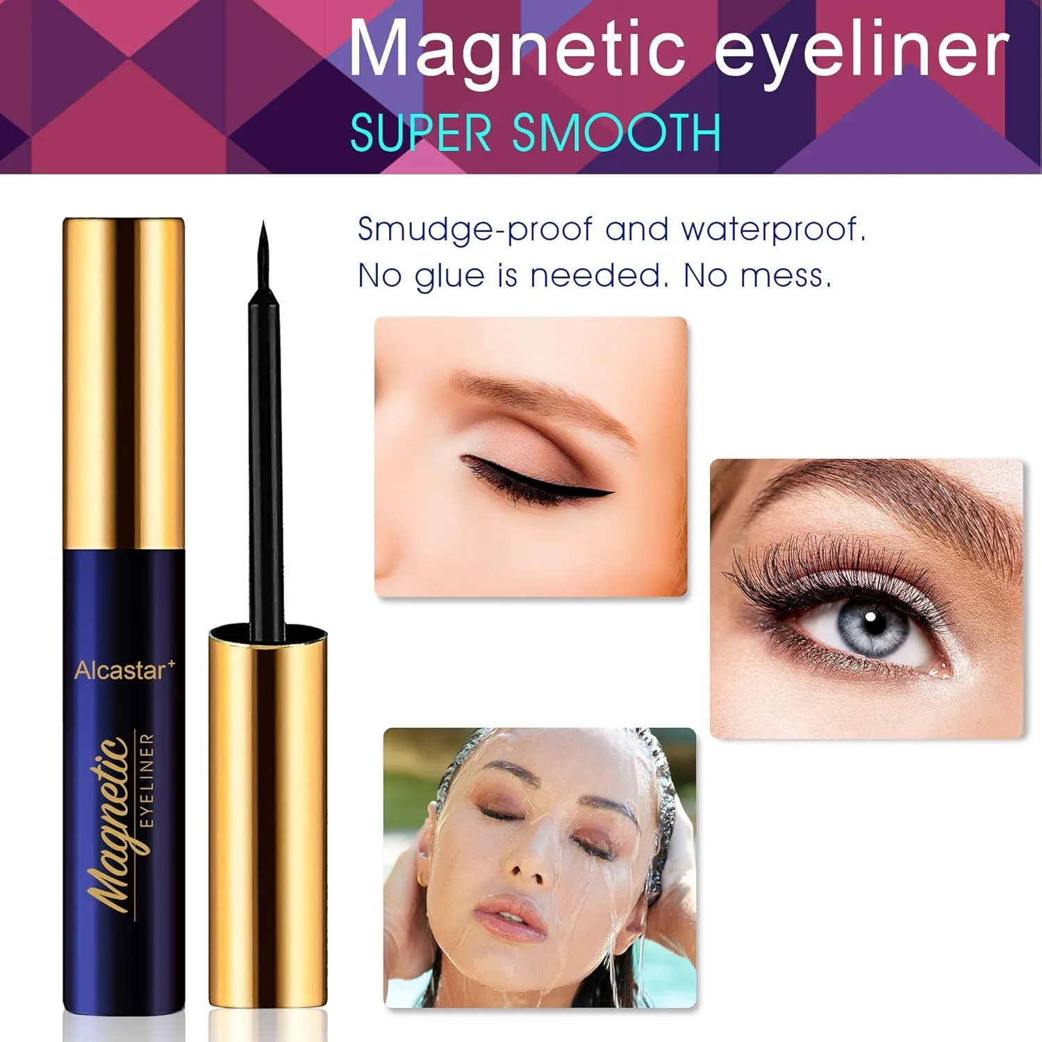Alcastar Magnetic Eyelashes with Eyeliner Kit, Magnetic Lashes Natural Looking with, Reusable,Long Lasting, Easy Apply,Cruelty-Free (ATZ1004-A1)