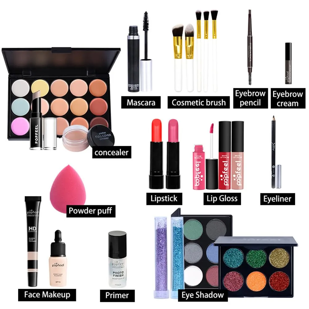 All-in-One Makeup Kit Gift Set, Makeup Kit for Women Full Kit, Makeup Gift Set Include Eyeshadow Palette Lipstick Concealer Blush Mascara Foundation Face Powder, Great Gift Choice(25 PCS)