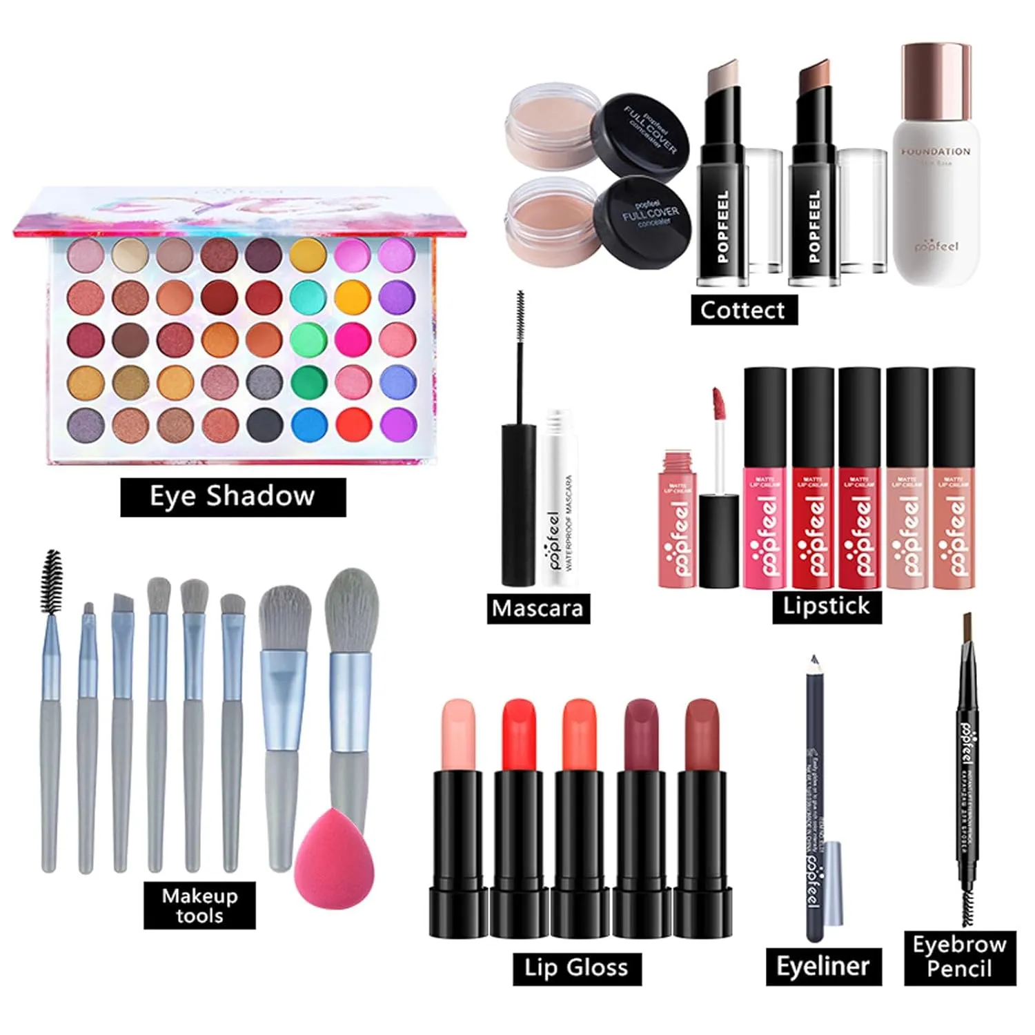 All-in-One Makeup Kit Gift Set, Makeup Kit for Women Full Kit, Makeup Gift Set Include Eyeshadow Palette Lipstick Concealer Blush Mascara Foundation Face Powder, Great Gift Choice(29 PCS)