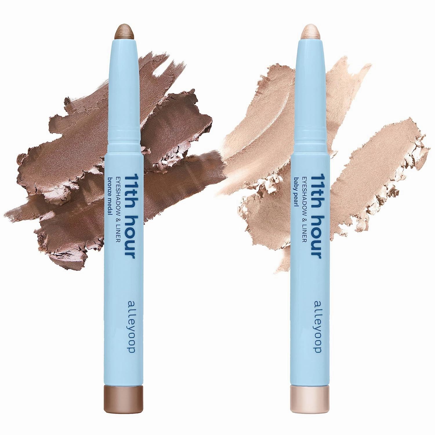 ALLEYOOP 11th Hour Cream Eyeshadow Sticks Bundle - Bronze Medal (Shimmer) & Baby Pearl (Shimmer) - Waterproof, Smudge-Proof, Crease-Proof Eyeshadow for Over 11 Hours