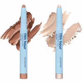 ALLEYOOP 11th Hour Cream Eyeshadow Sticks Bundle - Coffee Break (Matte) & Baby Pearl (Shimmer) - Waterproof, Smudge-Proof, Crease-Proof Eyeshadow for Over 11 Hours
