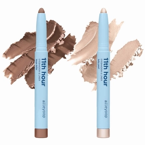 ALLEYOOP 11th Hour Cream Eyeshadow Sticks Bundle - Taupe Dollar (Matte) & Baby Pearl (Shimmer) - Waterproof, Smudge-Proof, Crease-Proof Eyeshadow for Over 11 Hours