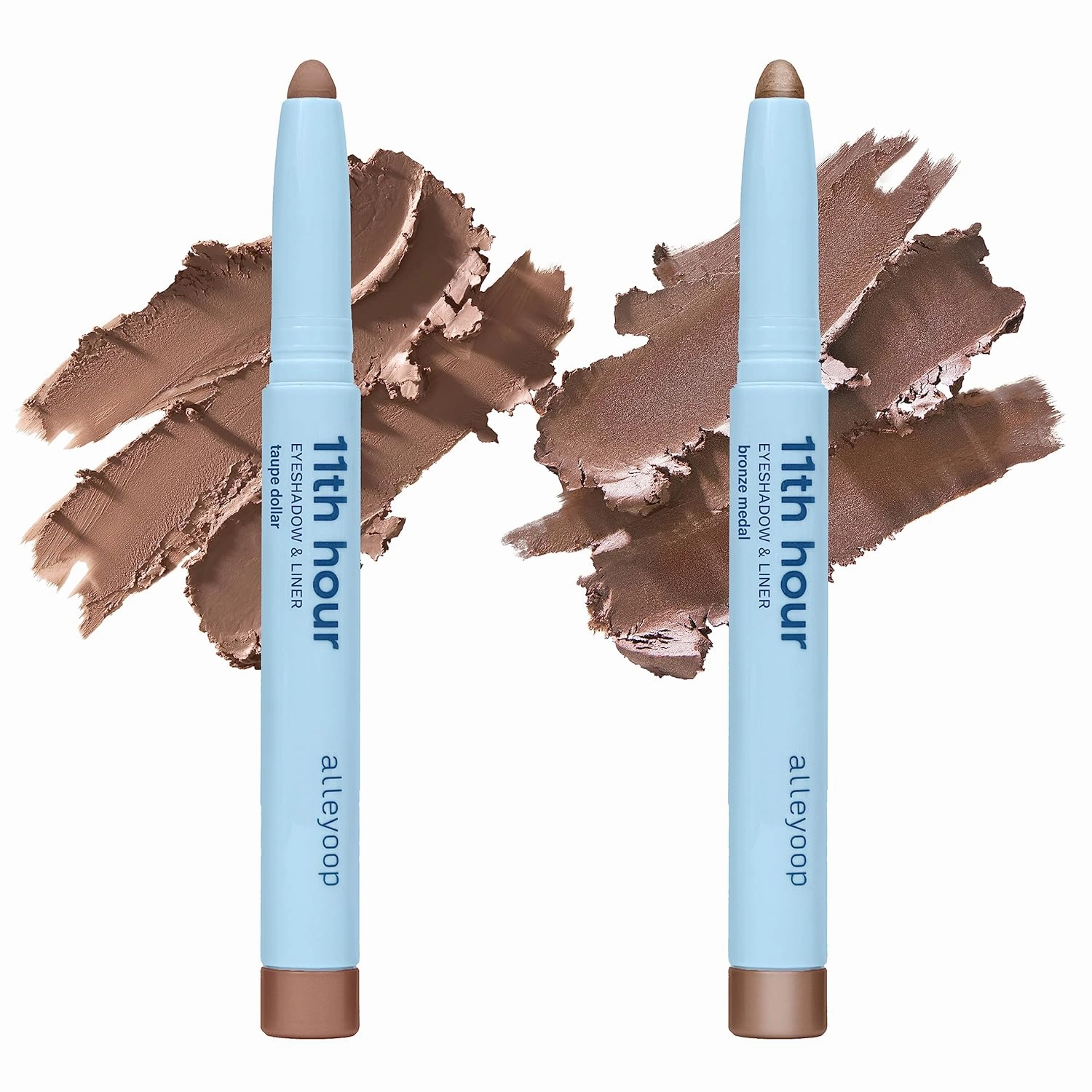 ALLEYOOP 11th Hour Cream Eyeshadow Sticks Bundle - Taupe Dollar (Matte) & Bronze Medal (Shimmer) - Waterproof, Smudge-Proof, Crease-Proof Eyeshadow for Over 11 Hours
