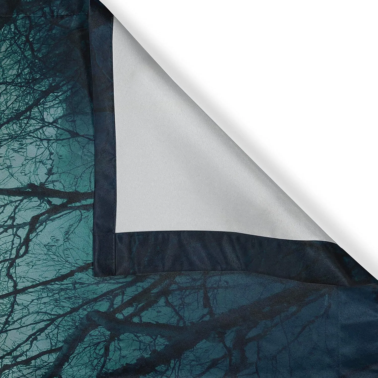 Ambesonne Nature Kitchen Curtains, Surreal Morning in The Foggy Misty Forest Mountain Valley Habitat Themed Himalayan, Window Drapes 2 Panel Set for Kitchen Cafe Decor, 55" X 39", Petrol Blue