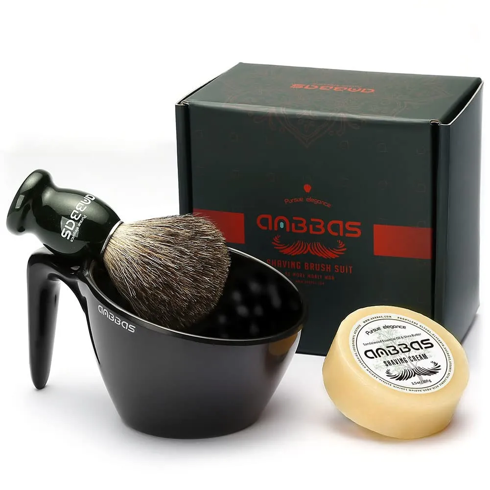 Anbbas Badger Hair Shaving Brush with Shaving Soap Bar and Upgrade Lathering Way-POP Mug A5 Melamine,Foaming Set for Men Wet Shave,Women Girls Hair Removal