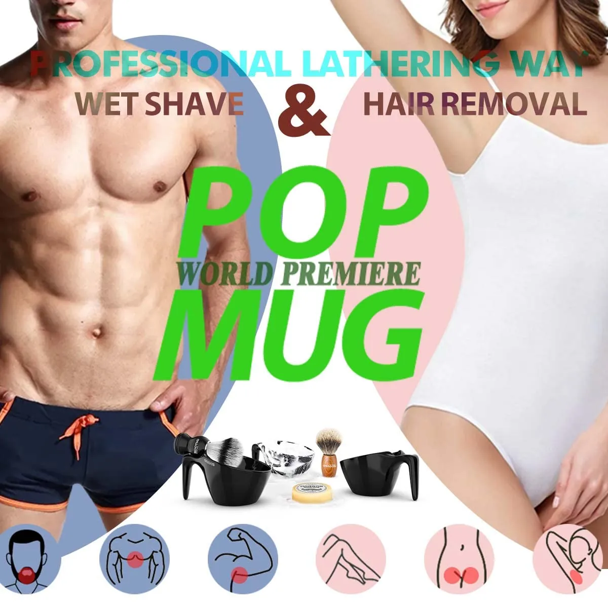 Anbbas Badger Hair Shaving Brush with Shaving Soap Bar and Upgrade Lathering Way-POP Mug A5 Melamine,Foaming Set for Men Wet Shave,Women Girls Hair Removal
