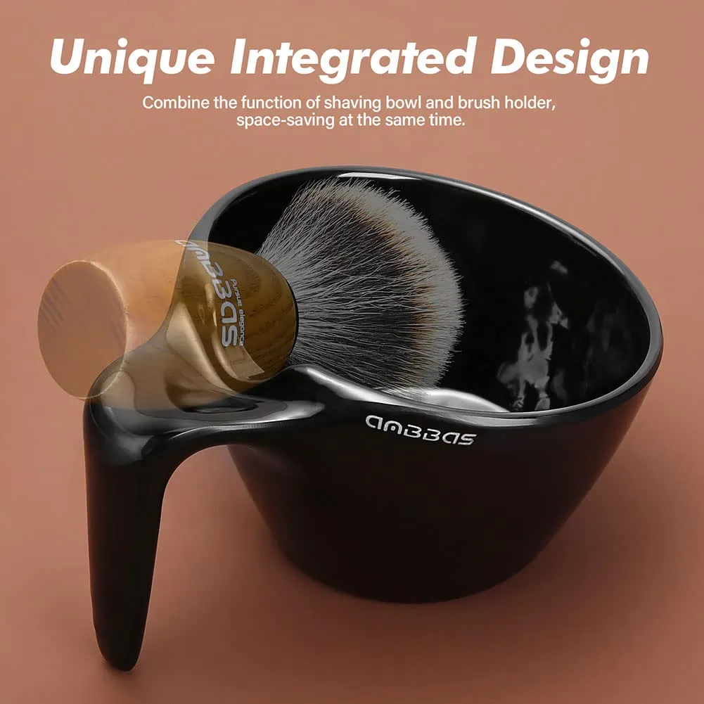 Anbbas Badger Hair Shaving Brush with Shaving Soap Bar and Upgrade Lathering Way-POP Mug A5 Melamine,Foaming Set for Men Wet Shave,Women Girls Hair Removal