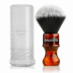 Anbbas Synthetic Badger Shaving Brush with Resin Handle,Nylon Bristles Hair Lathering Foam Brush for Men Travel Professional Wet Shaving(Amber,24 mm Knot)