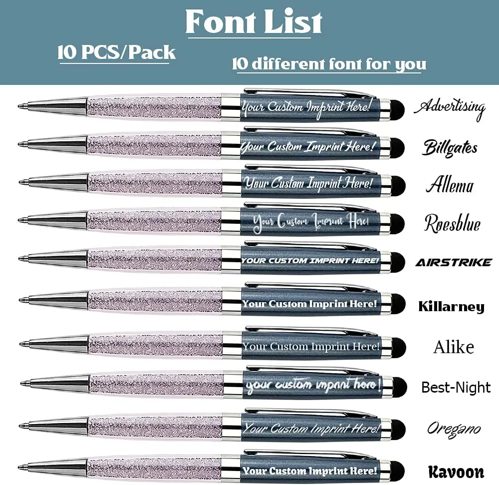 Ancolo Custom Luxury Office BallPens with Stylus Tip Medium Point - Nice writing Pens - Engraved with Your Name Slogan, Perfect for Men and Women Girls boys 10 Pens/Box (gray)