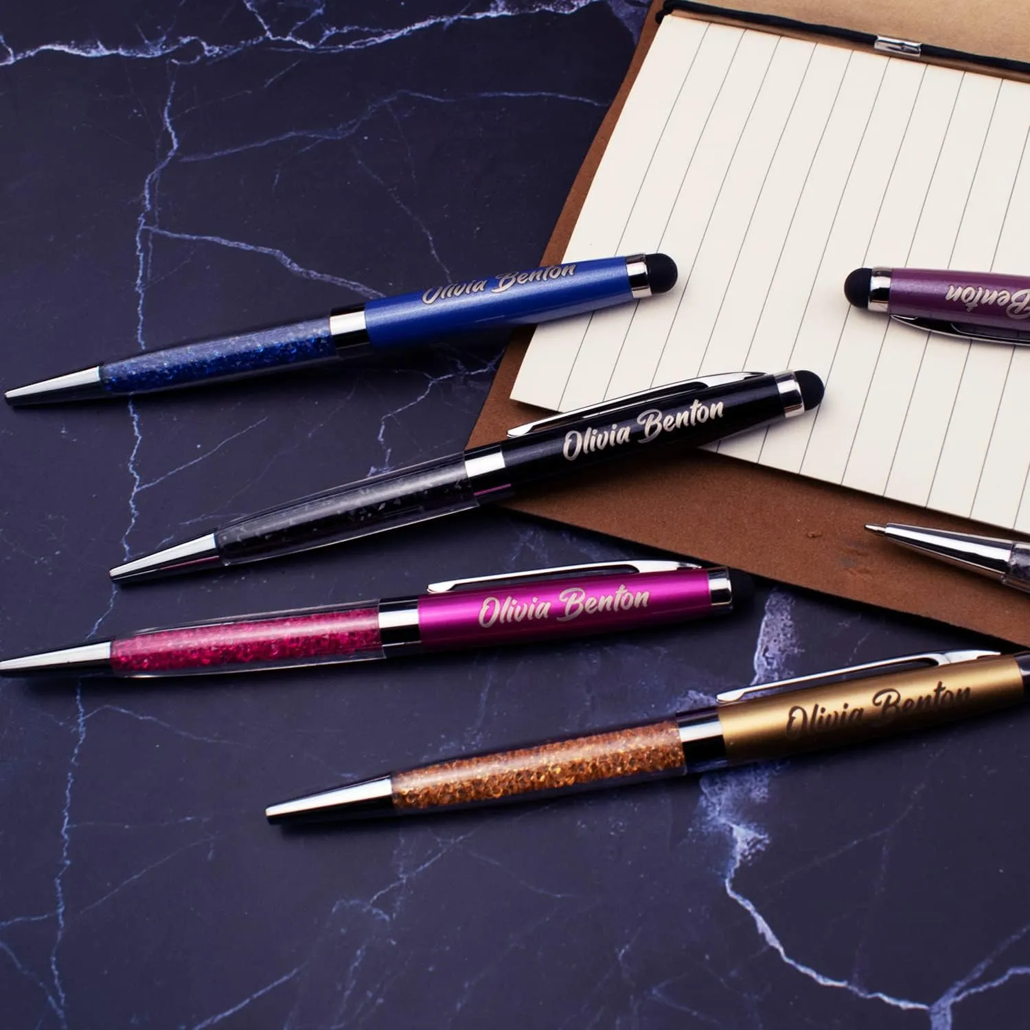 Ancolo Custom Luxury Office BallPens with Stylus Tip Medium Point - Nice writing Pens - Engraved with Your Name Slogan, Perfect for Men and Women Girls boys 10 Pens/Box (gray)