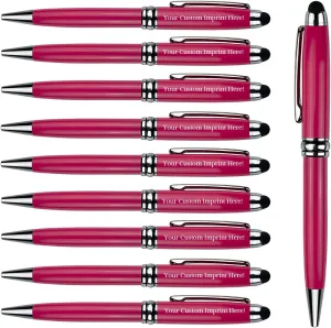 Ancolo Custom Luxury Office BallPens with Stylus Tip Medium Point - Nice writing Pens - Engraved with Your Name Slogan, Perfect for Men and Women Girls boys 10 Pens/Box
