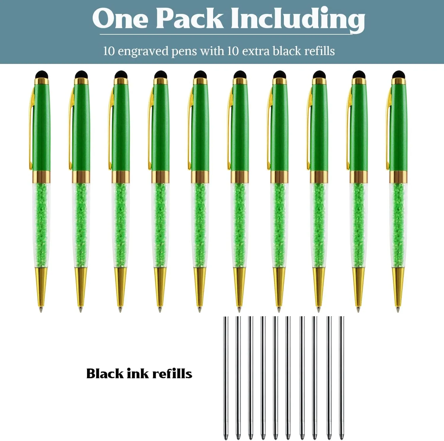 Ancolo Engraved BallPens with Stylus Tip Medium Point - Nice writing Pens - Engraved with Your Name Slogan, Perfect for Men and Women Girls boys 10 Pens/Box