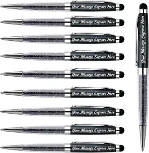 Ancolo Personalized Office Pens-Black Writing Set Medium Point Engraved with Name or Message, Team Name,For journaling and office writing set - Perfect for Men and Women 10 Pens/Box (Black)