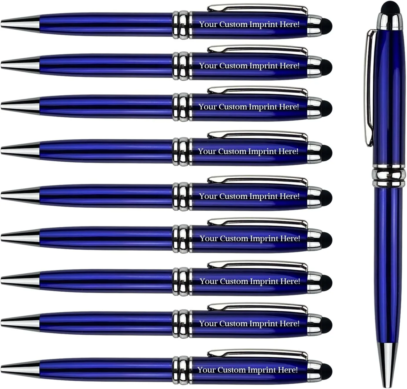 Ancolo Personalized retractable pens with Stylus tip stylish pens - Engraved with Your Name or Message, Phone Number Black ink Perfect for Bank, Office, Hotel Lobbies 10 Pens/Box