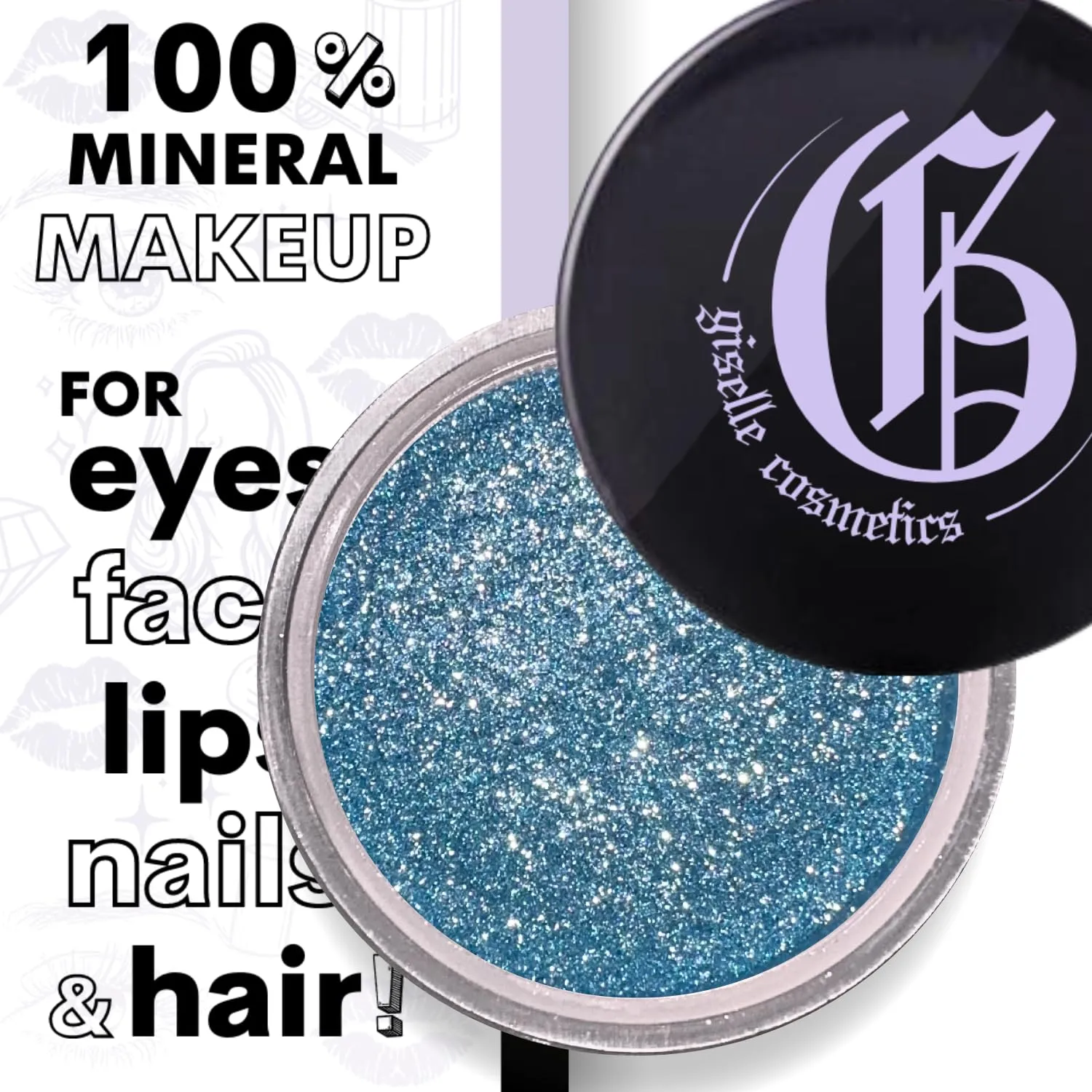Aqua Ice Loose Mineral Eye Shadow Palette - Organic, Non-Toxic Glitter Eyeshadow - Light Blue Shimmer, Sparkling Mineral Eye Shadow Powder for Eye Glitter - Blue Purple Shades