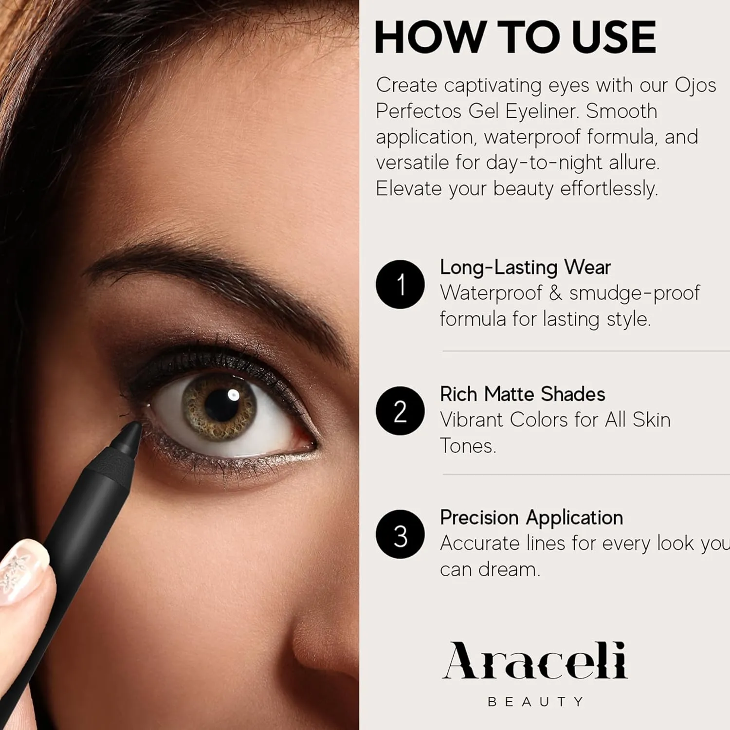 Araceli Beauty Gel Pencil Eyeliner – Water Resistant & Smudge-Proof, Long-Lasting Eye Makeup for Precision Lining & Bold Sangria Color