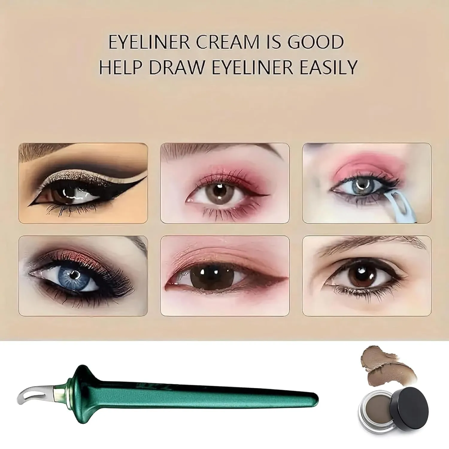 Arcbelle Waterproof Eyeliner Set with Black & Brown Gel Cream, Smudge-Proof Long-Lasting Formula, Silicone Brush for Smooth Application, for Women & Makeup Lovers(Black)