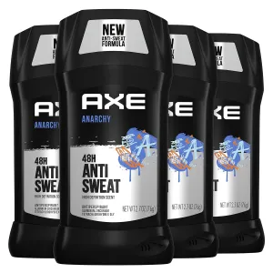 AXE Antiperspirant Stick For Men 48 Hour Sweat and Odor Protection For Long Lasting Freshness, Anarchy Dark Pomegranate And Sandalwood Men's Deodorant 2.7oz 4 Count