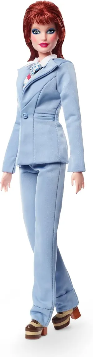 Barbie Signature David Bowie Doll (11.5-in, Red Hair) Posable, Wearing Blue Suit, with Doll Stand and Certificate of Authenticity, Gift for Collectors