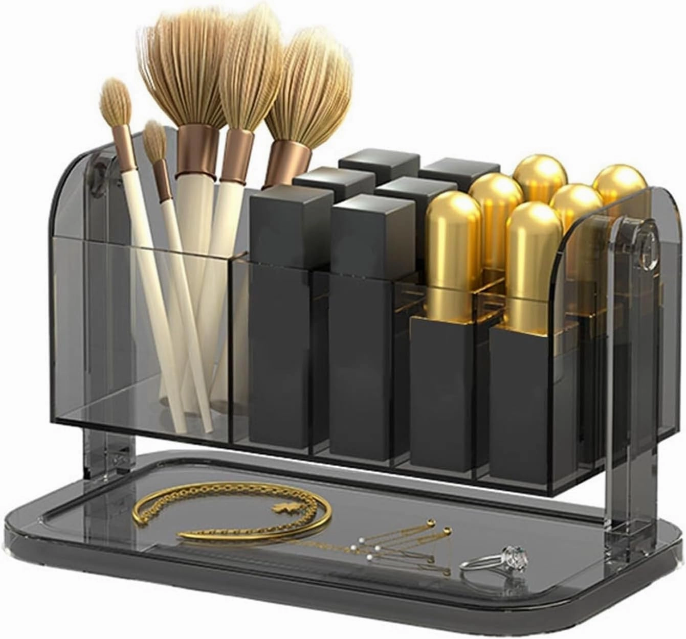 Bathroom Makeup Organizers, Lipstick Holder Stand Multiple Compartments Cosmetic Organizer Box For Makeup Brushes Earrings Organizer for Vanity(G)