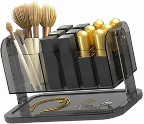 Bathroom Makeup Organizers, Lipstick Holder Stand Multiple Compartments Cosmetic Organizer Box For Makeup Brushes Earrings Organizer for Vanity(G)
