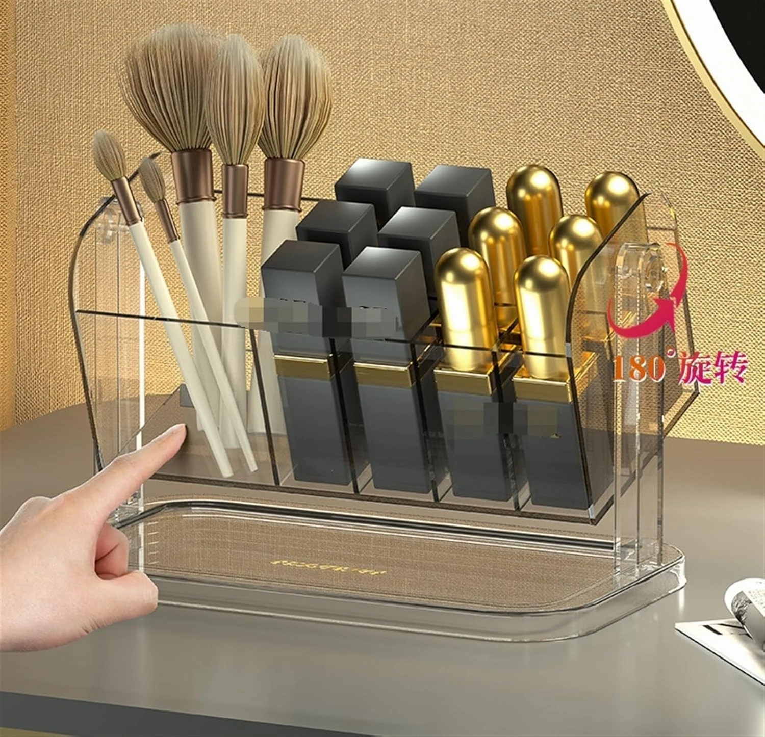 Bathroom Makeup Organizers, Lipstick Holder Stand Multiple Compartments Cosmetic Organizer Box For Makeup Brushes Earrings Organizer for Vanity(G)