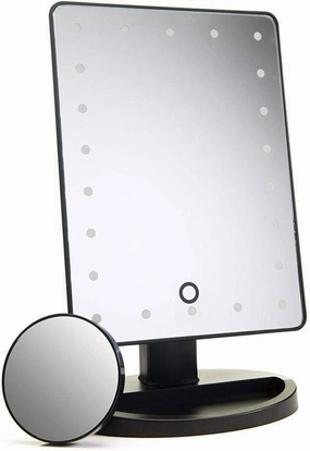 Bathroom Mirror Illuminated Vanity Mirror 10X Magnifying Countertop Cosmetic Makeup Mirror Travel Makeup Mirror LED Makeup Mirror 180°Rotation with Lights Desk Free Standing Portable